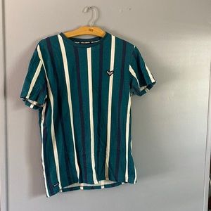 Green Blue ish striped shirt